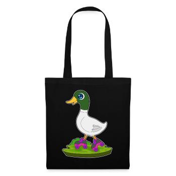 Ente Rollschuhfahren Rollschuhe - Stoffbeutel - Schwarz - Vorne