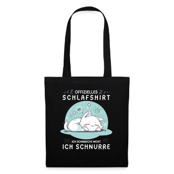 Offizielles Schlafshirt personalisiert mit Katze - Stoffbeutel - Schwarz - Vorne