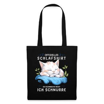 Offizielles Schlafshirt personalisiert mit Katze - Stoffbeutel - Schwarz - Vorne