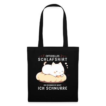 Offizielles Schlafshirt personalisiert mit Katze - Stoffbeutel - Schwarz - Vorne