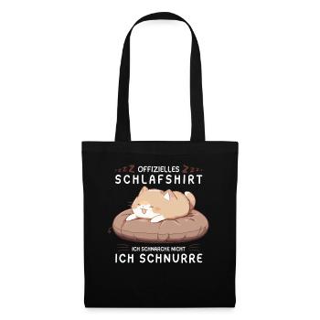 Offizielles Schlafshirt personalisiert mit Katze - Stoffbeutel - Schwarz - Vorne