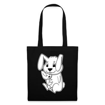 Bunny Family - Lapin avec bébé - Sac en tissu - noir - Devant