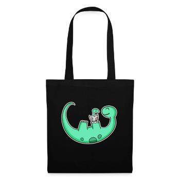 Dinosaure avec bébé dinosaure - Dino - Sac en tissu - noir - Devant