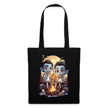 Funny Vampire Kids Halloween Campfire - Tote Bag - black - Front