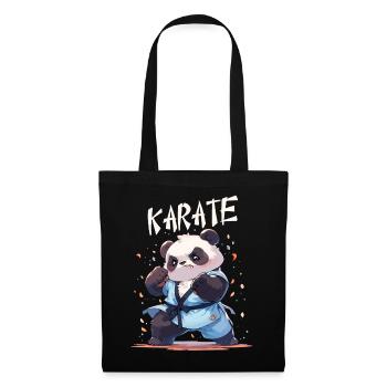 Lustiger japanischer Karate Panda Kawaii Karateka - Stoffbeutel - Schwarz - Vorne