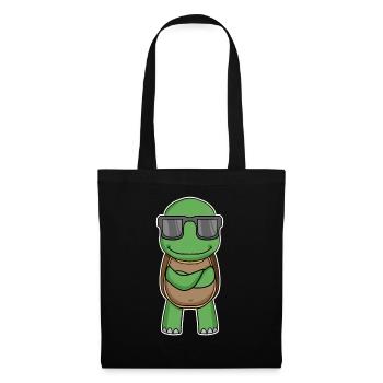 Tortue à lunettes - Sac en tissu - noir - Devant