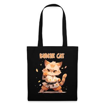 Lustige Karate Katze MMA Kawaii Kampfsport - Stoffbeutel - Schwarz - Vorne