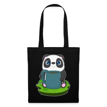 Panda Kaffee Becher - Stoffbeutel - Schwarz - Vorne