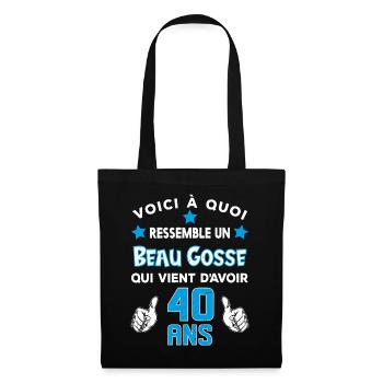 40 ans anniversaire homme cadeau drôle humour - Sac en tissu - noir - Devant
