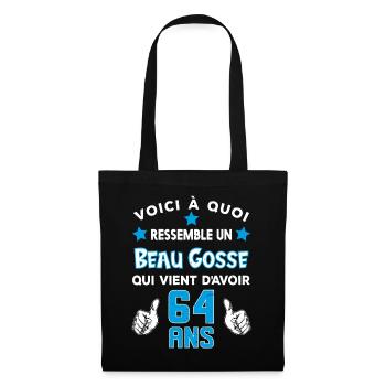 64 ans anniversaire homme cadeau drôle humour - Sac en tissu - noir - Devant