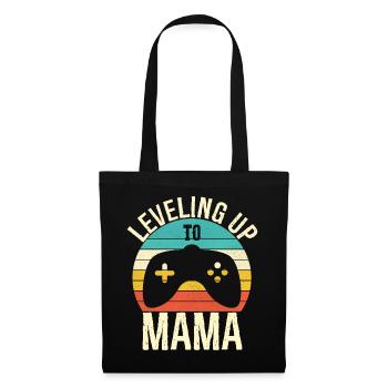 Aufleveln zur Mama Funny Gamer Mom - Stoffbeutel - Schwarz - Vorne