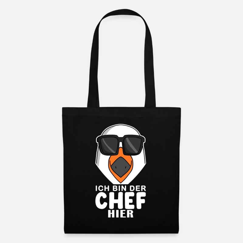 Chef Spruch mit Möwe Motiv - Stoffbeutel - Schwarz