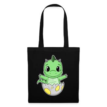 Dinosaure oeuf Dino bébé Motif - Sac en tissu - noir - Devant