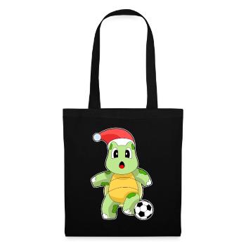 Schildkröte Weihnachten Fußball - Stoffbeutel - Schwarz - Vorne
