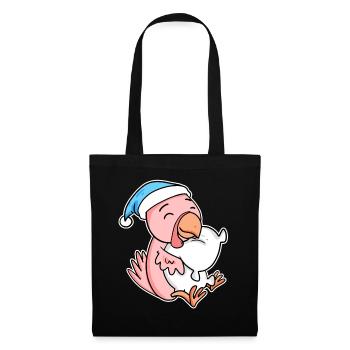 poulet avec oreiller et bonnet somnolent - Sac en tissu - noir - Devant