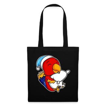 Perroquet avec oreiller et bonnet somnolent - Sac en tissu - noir - Devant