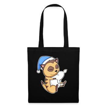 Suricate avec oreiller et bonnet somnolent - Sac en tissu - noir - Devant