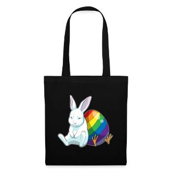 Bunny Arc-en-ciel de Pâques - Sac en tissu - noir - Devant