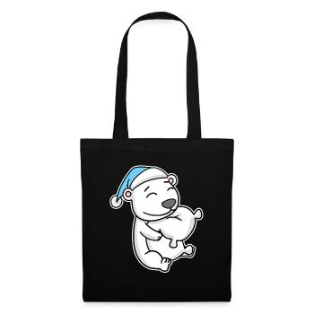 Ours polaire avec oreiller et bonnet somnolent - Sac en tissu - noir - Devant