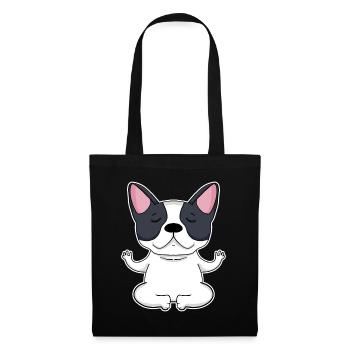 Yoga - Motif de chien bouledogue français - Sac en tissu - noir - Devant
