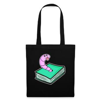 Buch Wurm - Stoffbeutel - Schwarz - Vorne