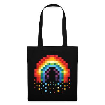 Pixel Art Rainbow 8-Bit Rétro - Sac en tissu - noir - Devant