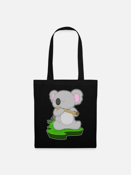 Koala Musicien Flûte Musique - Sac en tissu - noir