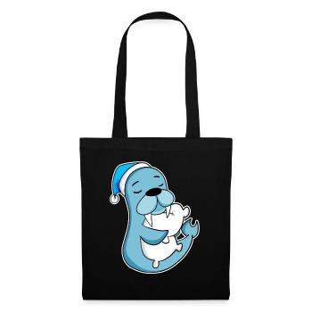 Lion de mer avec oreiller et bonnet somnolent - Sac en tissu - noir - Devant