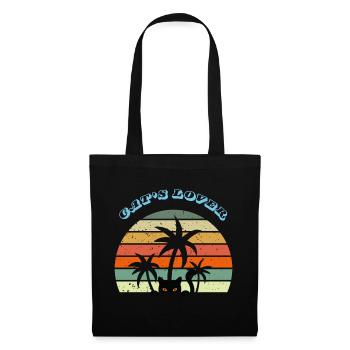 Retrosunset chat noir vintage - cat's lover - Sac en tissu - noir - Devant