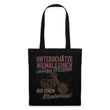 Lustiger Motorrad Spruch alter Mann Vintage - Stoffbeutel - Schwarz - Vorne