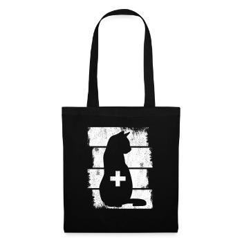 Vétérinaire chat - Sac en tissu - noir - Devant