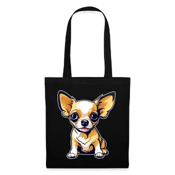 Niedlicher kleiner Chihuahua Hund im Comic Style - Stoffbeutel - Schwarz - Vorne