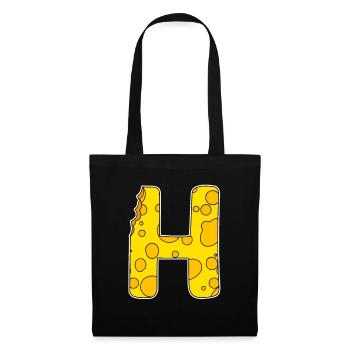 Letter H - Initial Letter H - Cheese Motif - Tote Bag - black - Front
