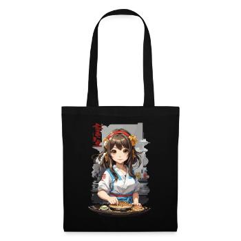 Anime Okonomiyaki Kochendes Manga Mädchen - Stoffbeutel - Schwarz - Vorne