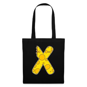 Letter X - Initial Letter X - Cheese Motif - Tote Bag - black - Front