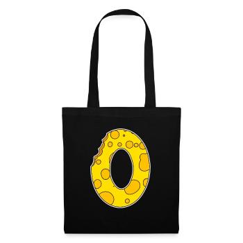 Letter O - Initial Letter O - Cheese Motif - Tote Bag - black - Front