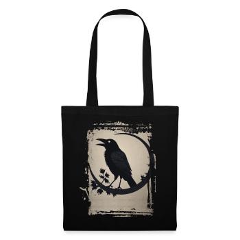 Corbeau assis sur une branche - Sac en tissu - noir - Devant