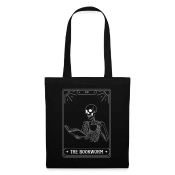 Funny Tarot Card Skeleton Books Reading Bookworm - Tote Bag - black - Front