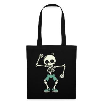 Crâne de squelette dansant - Sac en tissu - noir - Devant