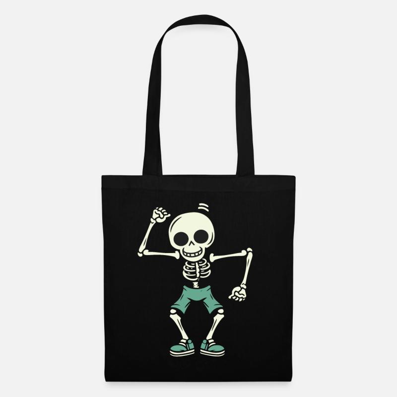 Tanzendes Skelett Totenkopf - Stoffbeutel - Schwarz