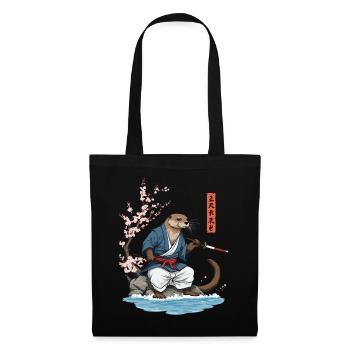 Kawaii Samurai Otter Ukiyo-E Kunst Streetwear - Stoffbeutel - Schwarz - Vorne