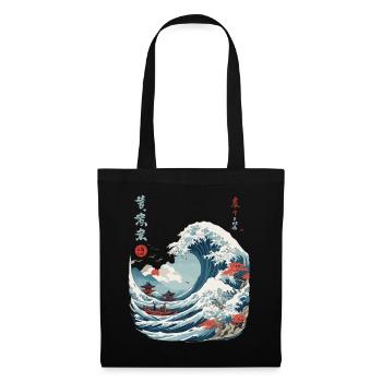 Japanese Kanagawa Wave Vintage Ukiyo-E - Tote Bag - black - Front