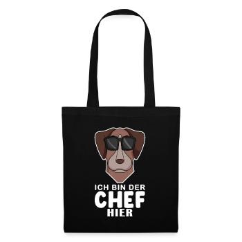 Chef Spruch Anführer Hund Pointer Motiv - Stoffbeutel - Schwarz - Vorne