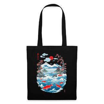 Aesthetic Koi Carp Japan Vintage Streetwear - Tote Bag - black - Front