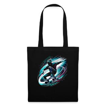 Longboarder sur skateboard ou longboard - Sac en tissu - noir - Devant