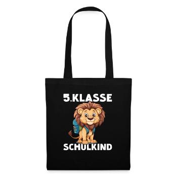 5 Klasse Löwe Schulkind Fünftklässler Löwen - Stoffbeutel - Schwarz - Vorne