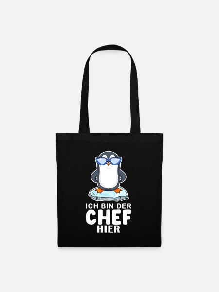 Chef Spruch Anführer Pinguin Motiv - Stoffbeutel - Schwarz