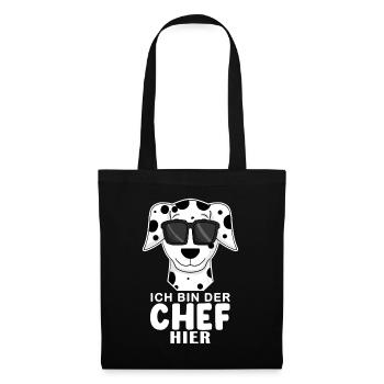 Chef Spruch Anführer Hund Dalmatiner Motiv - Stoffbeutel - Schwarz - Vorne