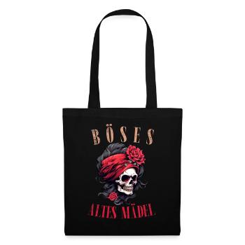 Nasty Old Girl Skull Roses Skull Bandana - Tote Bag - black - Front