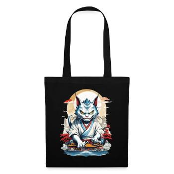 Asian Monster Cat Japan Yokai Ukiyo-E Style - Tote Bag - black - Front